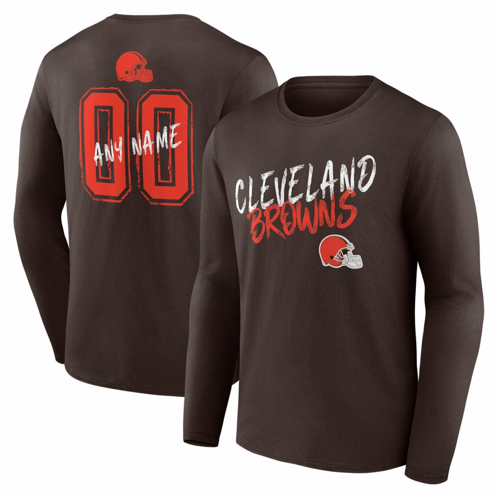 NFL Cleveland Browns Hustle Personalized Name & Number Long Sleeve T-Shirt