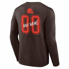 NFL Cleveland Browns Hustle Personalized Name & Number Long Sleeve T-Shirt