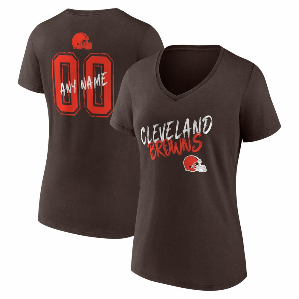 NFL Cleveland Browns Women's Hustle Personalized Name & Number V-Neck T-Shirt