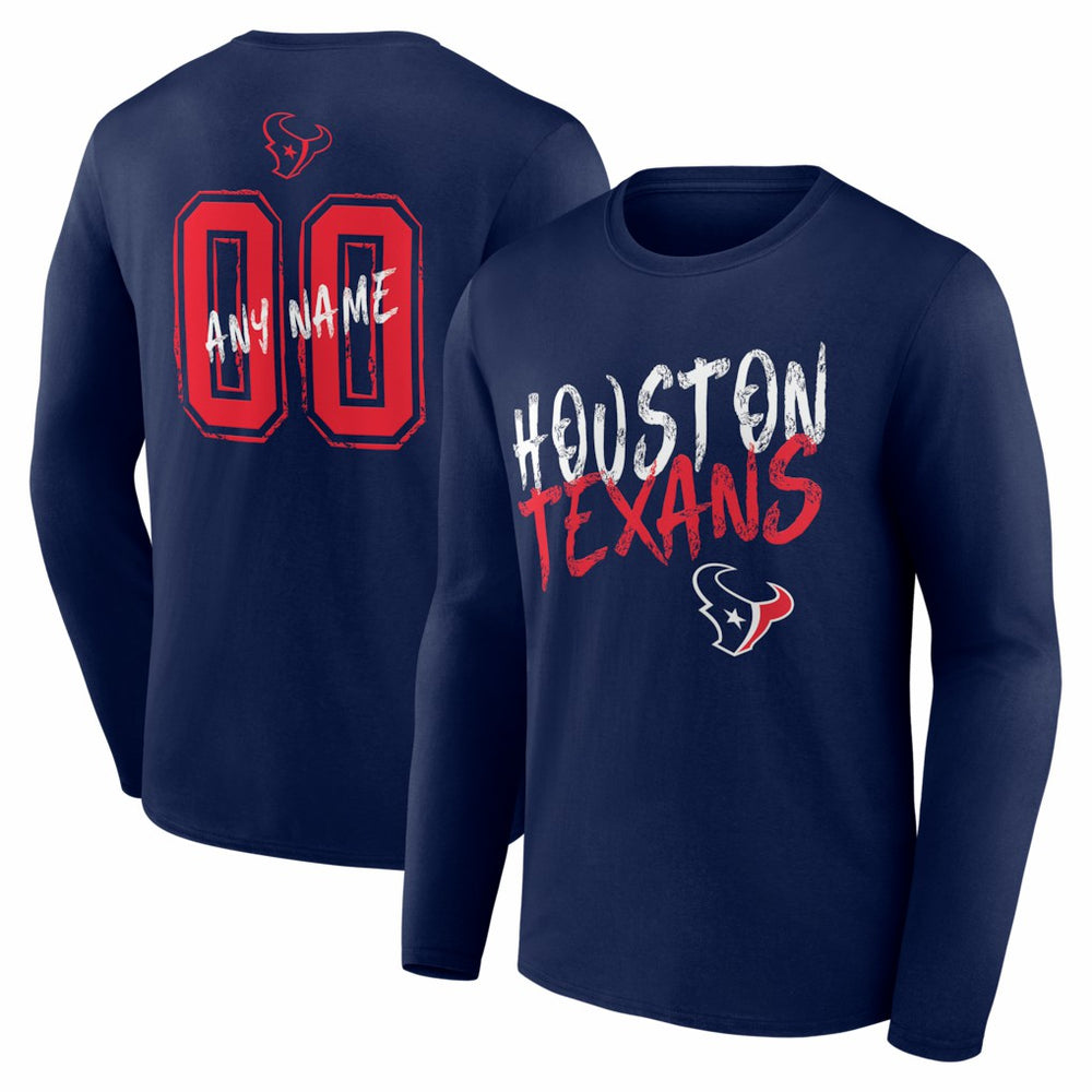 NFL Houston Texans Hustle Personalized Name & Number Long Sleeve T-Shirt