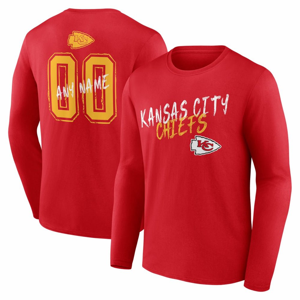 NFL Kansas City Chiefs Hustle Personalized Name & Number Long Sleeve T-Shirt