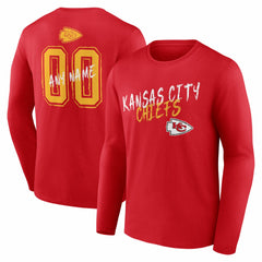 NFL Kansas City Chiefs Hustle Personalized Name & Number Long Sleeve T-Shirt