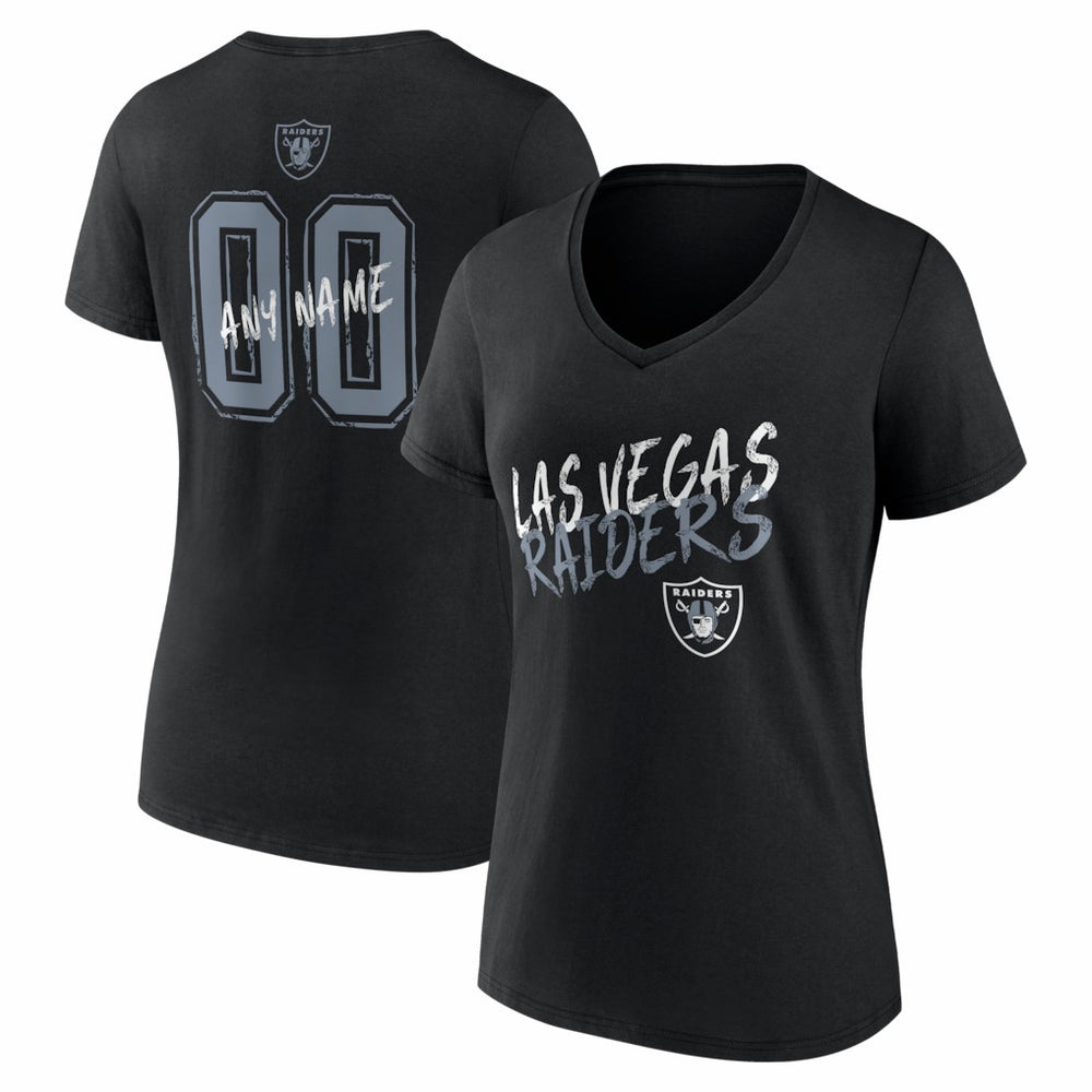NFL Las Vegas Raiders Women's Hustle Personalized Name & Number V-Neck T-Shirt