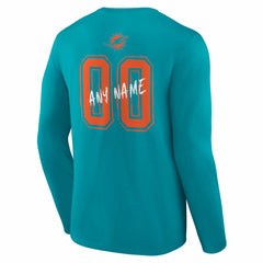NFL Miami Dolphins Hustle Personalized Name & Number Long Sleeve T-Shirt