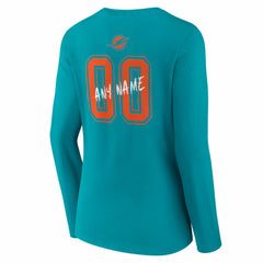 NFL Miami Dolphins Women's Hustle Personalized Name & Number Long Sleeve V-Neck T-Shirt