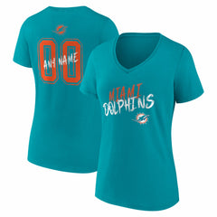 NFL Miami Dolphins Women's Hustle Personalized Name & Number V-Neck T-Shirt