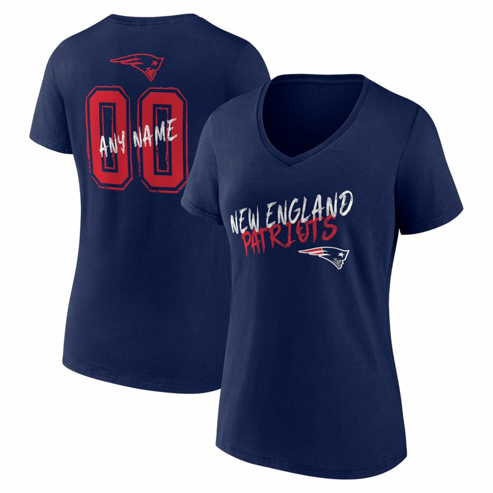 NFL New England Patriots Women's Hustle Personalized Name & Number V-Neck T-Shirt