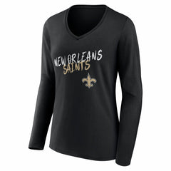 NFL New Orleans Saints Women's Hustle Personalized Name & Number Long Sleeve V-Neck T-Shirt