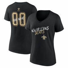 NFL New Orleans Saints Women's Hustle Personalized Name & Number V-Neck T-Shirt