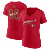 NFL San Francisco 49ers Women's Hustle Personalized Name & Number V-Neck T-Shirt