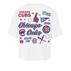 Chicago Cubs Women's Collage Script Reed City T-Shirt - White | 47 brand