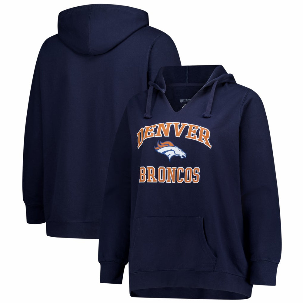 NFL Denver Broncos Women's Plus Size Heart & Soul Notch Neck Hoodie