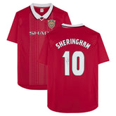 Teddy Sheringham Manchester United Autographed 1999 Red UEFA Champions League Home Jersey / Soccer Outlet
