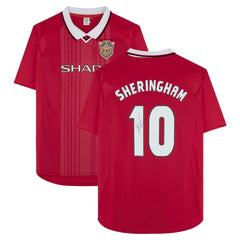 Teddy Sheringham Manchester United Autographed 1999 Red UEFA Champions League Home Jersey / Soccer Outlet