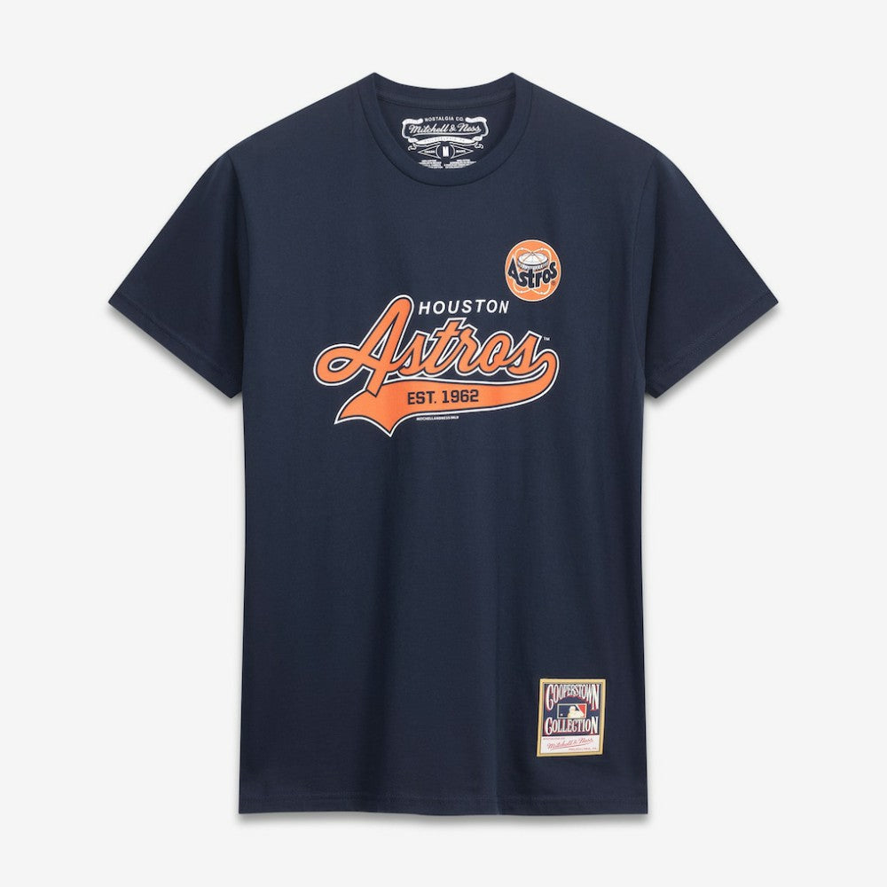 Houston Astros Script Sweep Arch T-Shirt - Navy | Mitchell & Ness