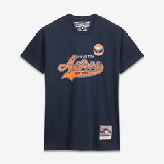 Houston Astros Script Sweep Arch T-Shirt - Navy | Mitchell & Ness
