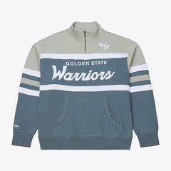 Golden State Warriors Thunderstorm Head Coach Quarter-Zip Jacket sale - Blue | Mitchell & Ness discount