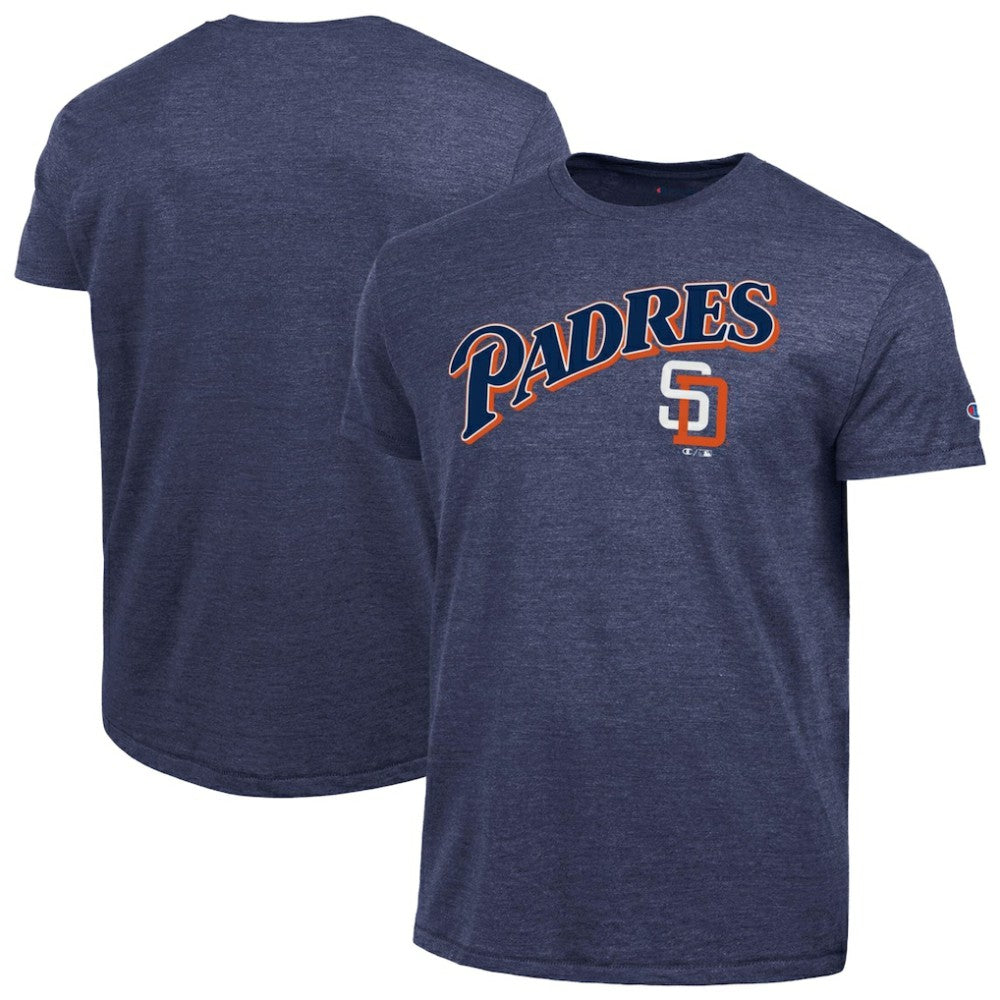 San Diego Padres Champion Cooperstown Wordmark Lockup Tri-Blend T-Shirt - Navy