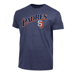 San Diego Padres Champion Cooperstown Wordmark Lockup Tri-Blend T-Shirt - Navy