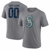 Seattle Mariners Heritage Personalized Any Name & Number Tri-Blend T-Shirt - Gray