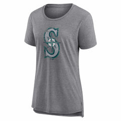 Seattle Mariners Women's Heritage Personalized Any Name & Number Tri-Blend T-Shirt - Gray