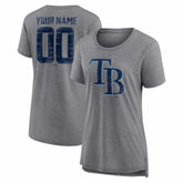 Tampa Bay Rays Women's Heritage Personalized Any Name & Number Tri-Blend T-Shirt - Gray