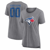 Toronto Blue Jays Women's Heritage Personalized Any Name & Number Tri-Blend T-Shirt - Gray
