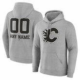 Calgary Flames Big & Tall Personalized Name & Number Monochrome Pullover Hoodie