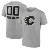 Calgary Flames Big & Tall Personalized Name & Number Monochrome T-Shirt