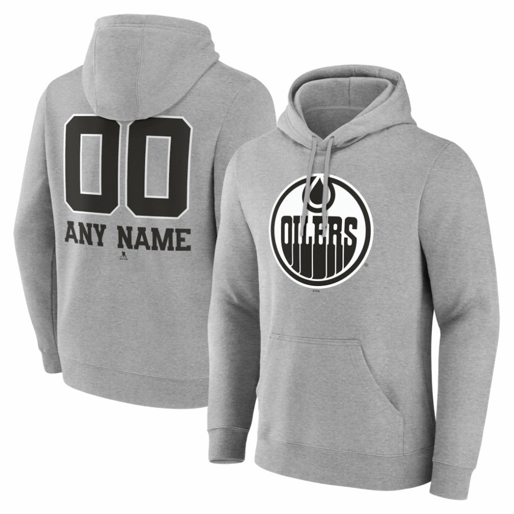Edmonton Oilers Big & Tall Personalized Name & Number Monochrome Pullover Hoodie