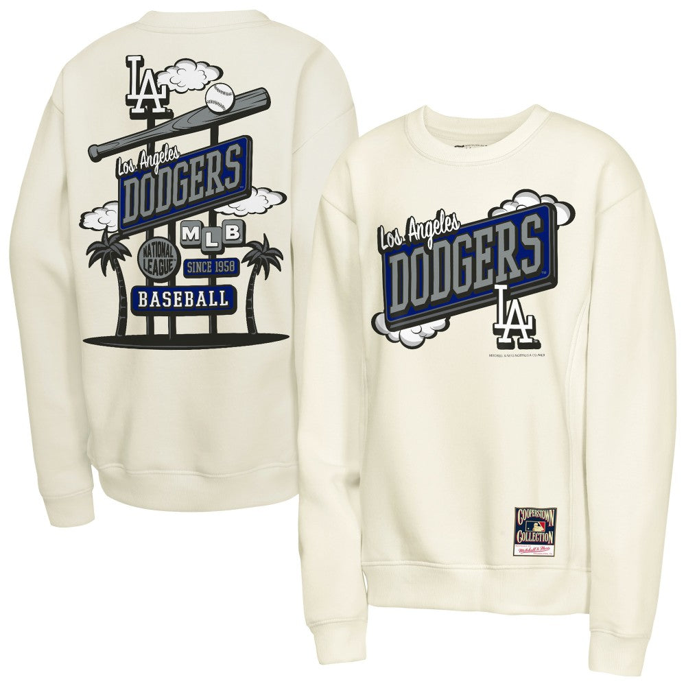 Los Angeles Dodgers Youth Retro Billboard Sweatshirt - Natural | Mitchell & Ness