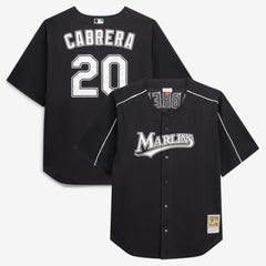 Miguel Cabrera Miami Marlins Big & Tall Cooperstown Mesh Batting Practice Jersey - Black | Mitchell & Ness