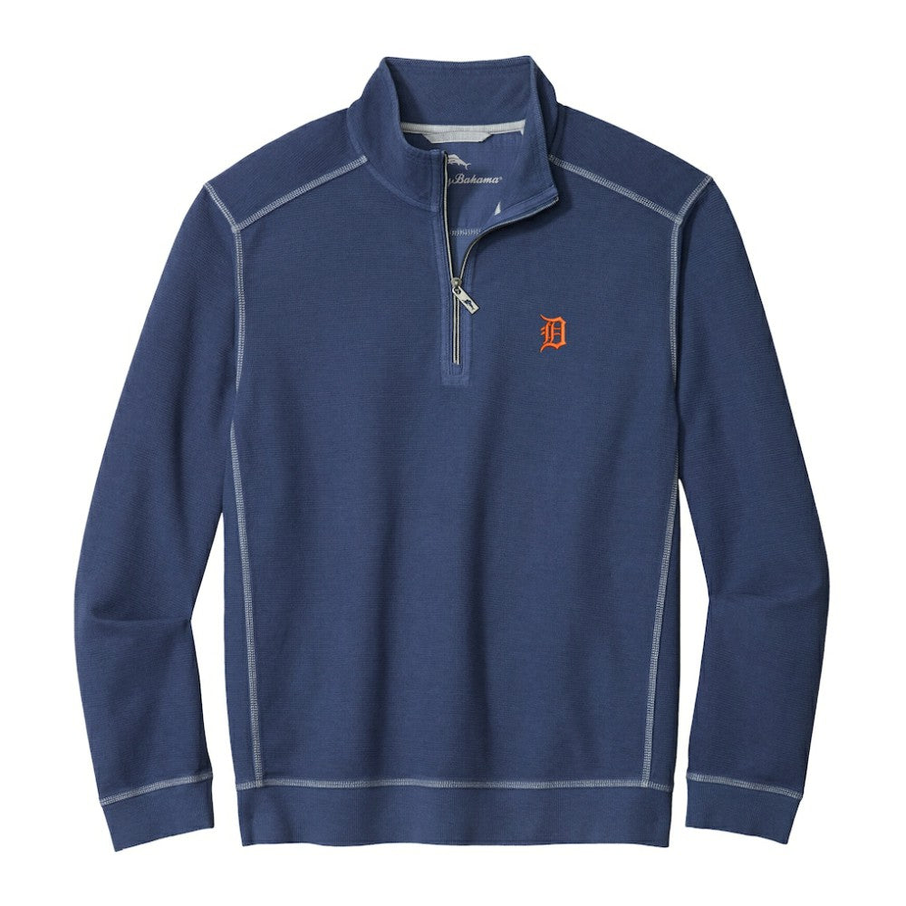 Detroit Tigers Tommy Bahama Montego Bay Half-Zip Sweatshirt - Navy