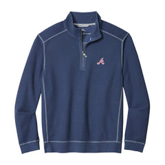 Atlanta Braves Tommy Bahama Montego Bay Half-Zip Sweatshirt - Navy