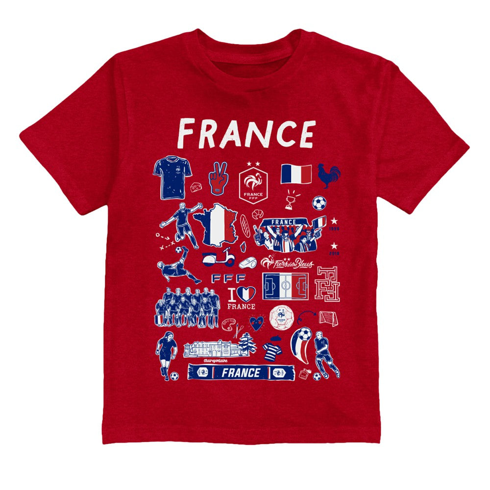 France National Team Vive La Fete Youth Impressions Artwork T-Shirt / Soccer New