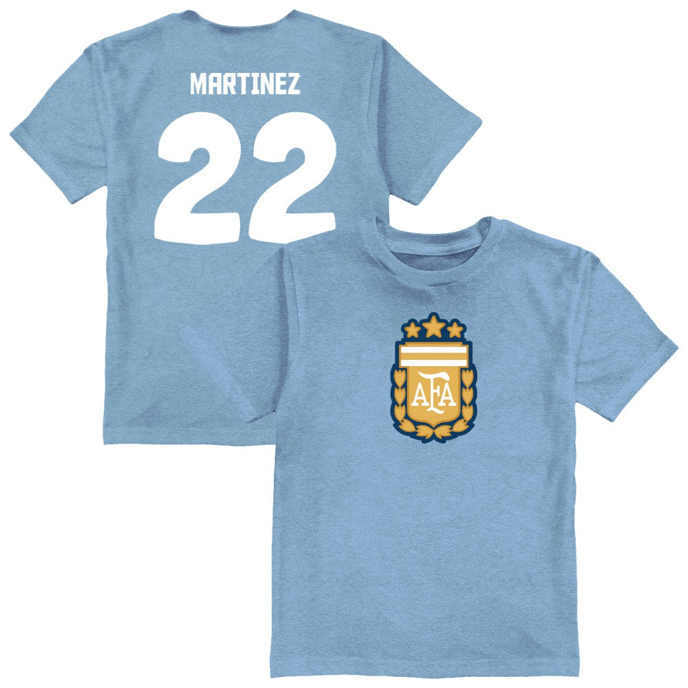 Lautaro Martinez Argentina National Team Vive La Fete Youth Player Name & Number Color Badge T-Shirt / Soccer Hot sale