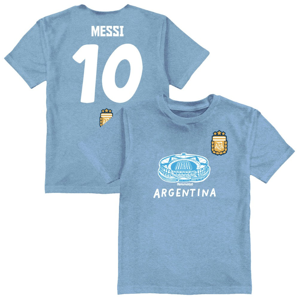 Lionel Messi Argentina National Team Vive La Fete Youth Player Name & Number Stadium Style T-Shirt / Soccer On sale