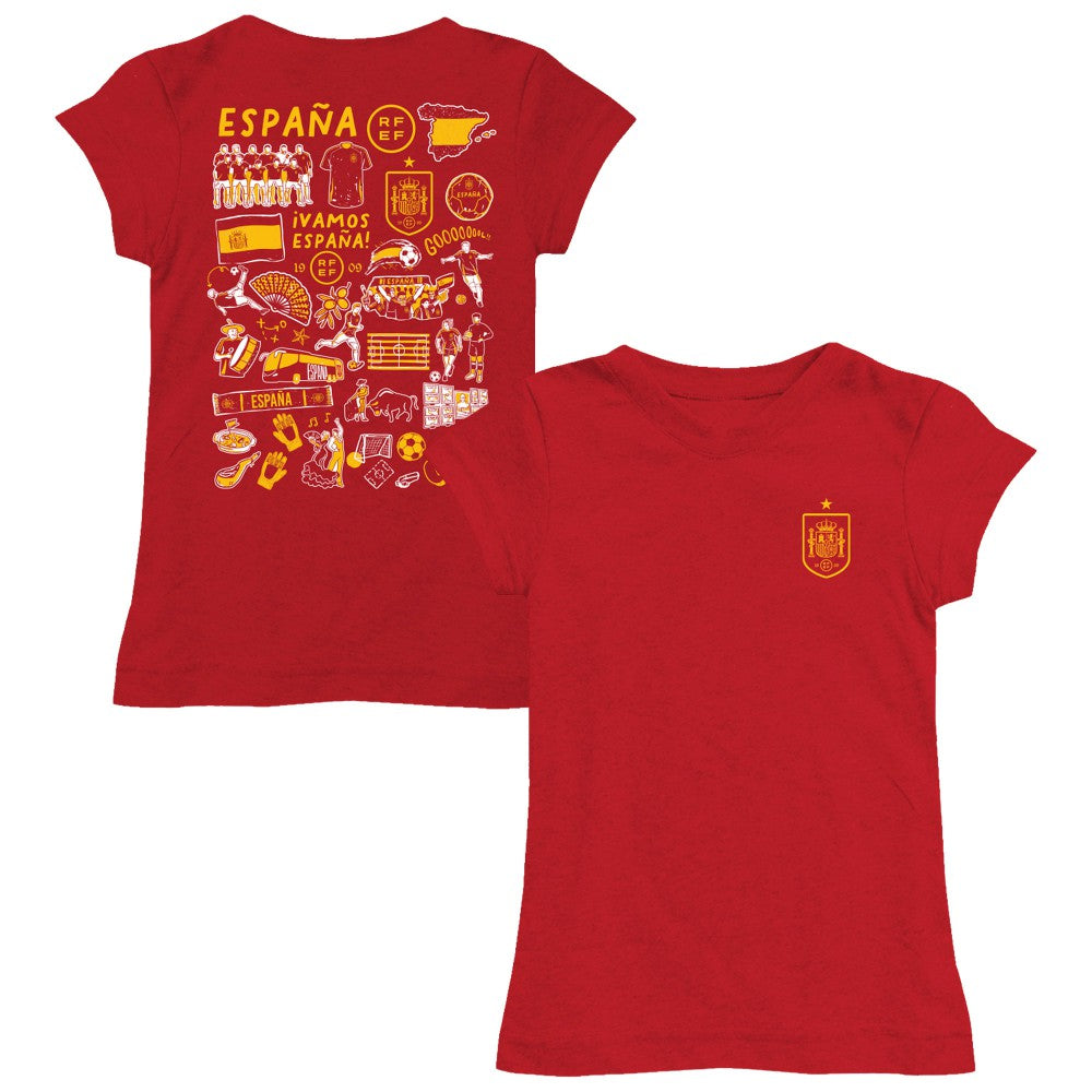 Spain National Team Vive La Fete Girls Youth Impressions Artwork Fitted T-Shirt / Soccer Online