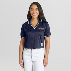 Houston Astros WEAR by Erin Andrews Women's Cropped Polo - Navy