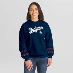 Los Angeles Dodgers WEAR by Erin Andrews Women's Americana Heavyweight Fleece Sweatshirt - Navy