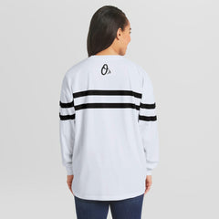 Baltimore Orioles WEAR by Erin Andrews Women's Oversized Long Sleeve Striped T-Shirt - White