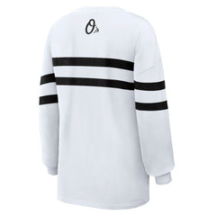 Baltimore Orioles WEAR by Erin Andrews Women's Oversized Long Sleeve Striped T-Shirt - White