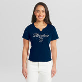 Boston Red Sox WEAR by Erin Andrews Women's Notch Neck Cropped T-Shirt - Navy