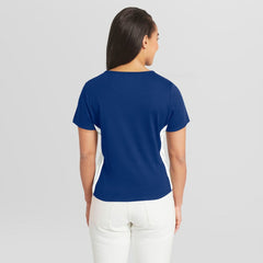 Los Angeles Dodgers WEAR by Erin Andrews Women's Notch Neck Cropped T-Shirt - Royal