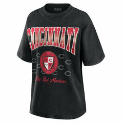 Cincinnati Reds WEAR by Erin Andrews Women's Oversized Boyfriend T-Shirt - Black