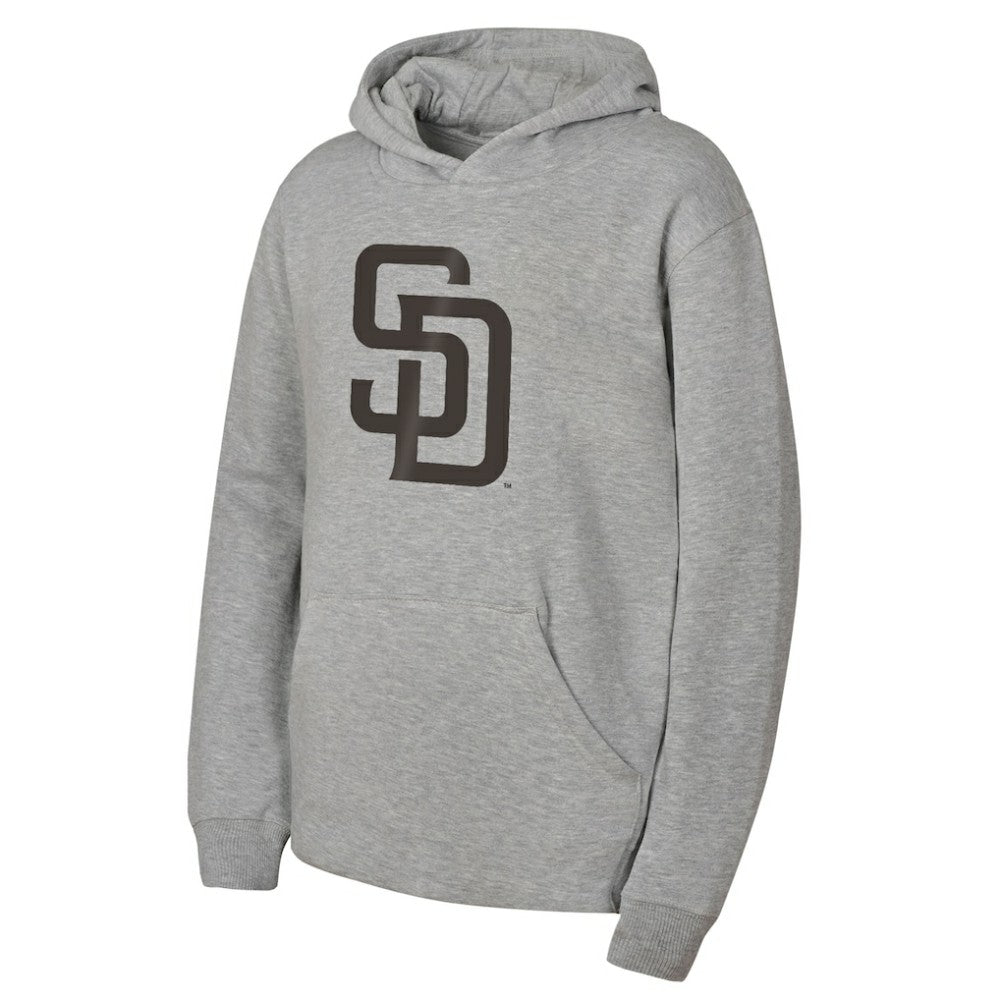 San Diego Padres Outerstuff Youth Primary Logo Fleece Hoodie - Gray