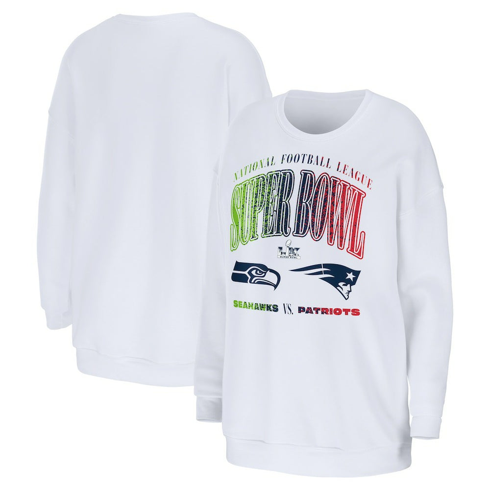 NFL New England Patriots vs. Seattle Seahawks WEAR by Erin Andrews Women's Super Bowl LX Matchup Sweatshirt