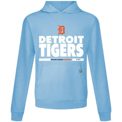 Detroit Tigers Levelwear Relay Center Stage Long Sleeve Hooded T-Shirt - Light Blue