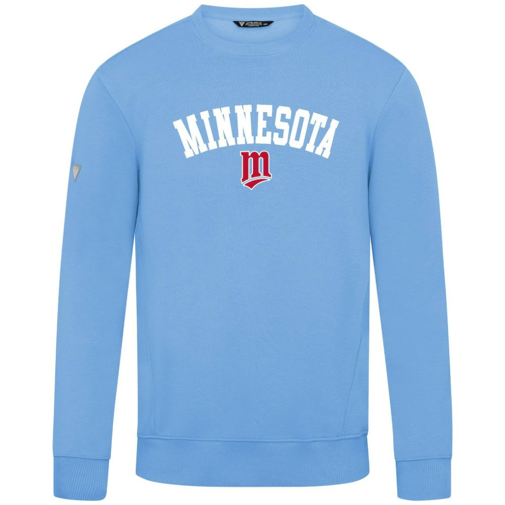 Minnesota Twins Levelwear Zane Felt Arch Pullover Sweatshirt - Light Blue