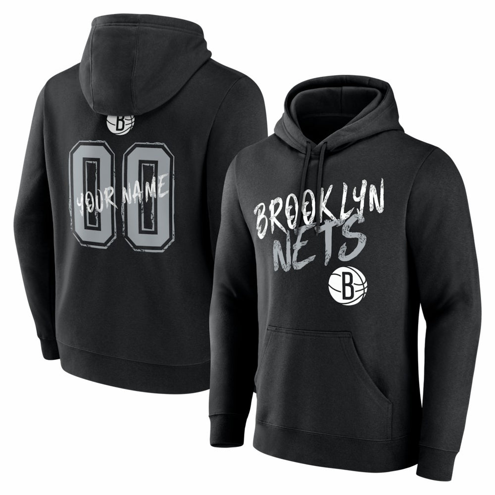 Brooklyn Nets Big & Tall Hustle Personalized Name & Number Hoodie - Black for sale